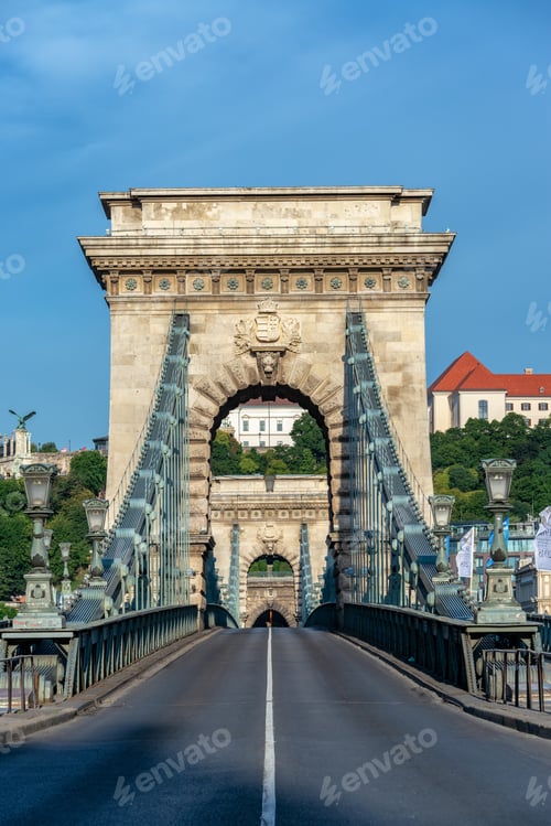 Preview: Vertical View Of The Historic Szechenyi Chain Bridge In Budapest, Hungary