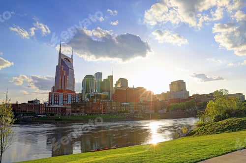 Preview: Nashville, Tennessee, Usa Downtown Skyline On The Cumberland River.