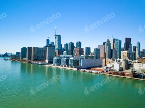 Preview: Beautiful Toronto City Skyline Aerial View Photograph Toronto, Ontario, Canada.
