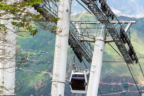 Preview: Closeup View Of An Aerial Tram In Chicamocha Canyon Near Bucaramanga, Colombia