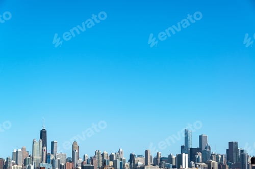 Preview: View Of The Chicago Skyline With A Beautiful Blue Sky