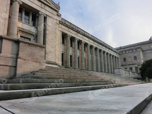 Preview: Impressive Marble Structure Exterior With Stairs And Columns - Landscape Color Photo