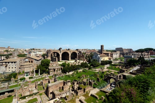 Preview: Wide Angle View Of The Roman Forum, With The The Basilica Of Maxentius And Constantine, Sometimes