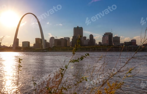 Preview: The St. Louis, Missouri Skyline Across The Mississippi River.