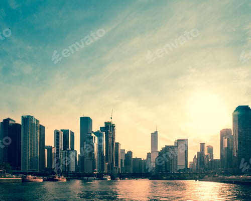 Preview: Downtown Chicago Skyline Buildings And Lake Michigan