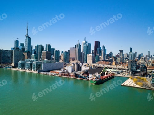 Preview: Beautiful Toronto City Skyline Aerial View Photograph Toronto, Ontario, Canada.