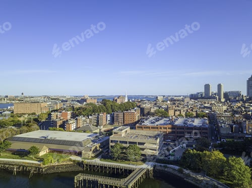 Preview: Boston Massachusetts Usa,Back Bay Skyline Skyscrapers Back Bay, Urban Panorama, Downtown Pier.