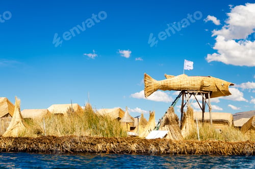 Preview: Large Fish Made Of Reeds On The Manmade Uros Floating Islands On Lake Titicaca In Peru