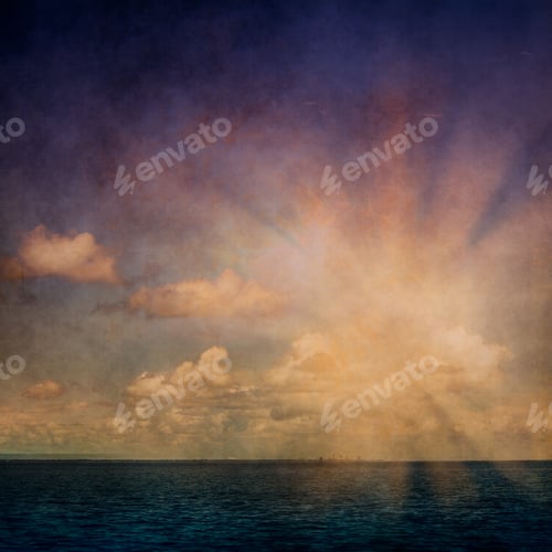 Preview: Sky, Clouds And Ocean With Vintage Grunge Texture