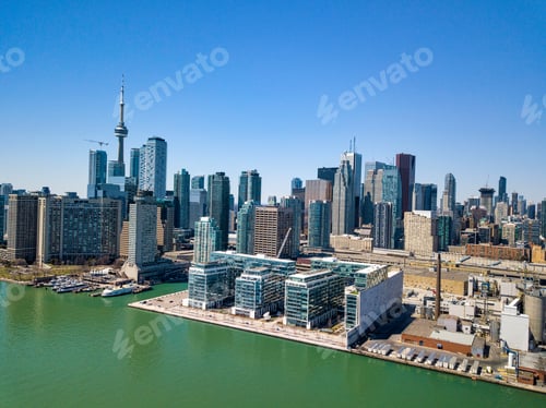 Preview: Beautiful Toronto City Skyline Aerial View Photograph Toronto, Ontario, Canada.
