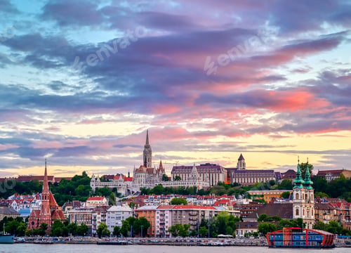 Preview: The Buda Side Of Budapest, Hungary Along The Danube River At Sunset