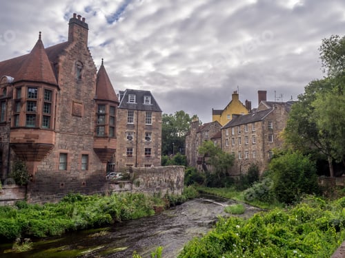 Preview: Tranquil Edinburgh Summer Scene Of Water Of Leith Flowing Through Picturesque And Historic Dean