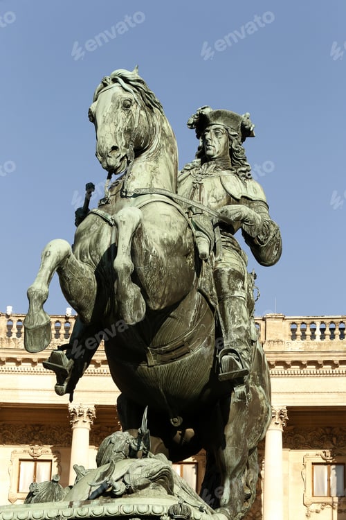 Preview: Detail At Sculpture Emperor Joseph Ii In Vienna Hofburg Imperial Palace,Entrance In Sunny Day In