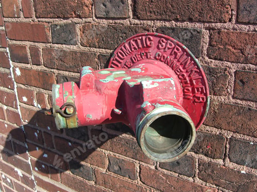 Preview: Hose Connection For Fire Department On Brick Wall