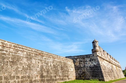Preview: Section Of The Defensive Wall That Surrounds The Old Historic Center Of Cartagena, Colombia
