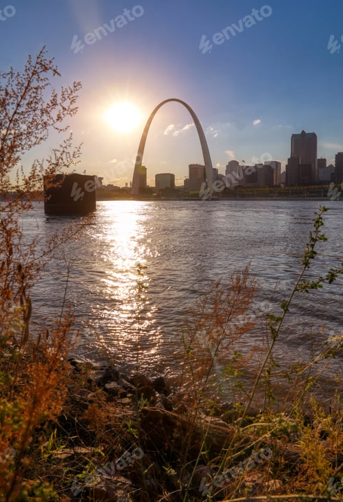 Preview: The St. Louis, Missouri Skyline Across The Mississippi River.