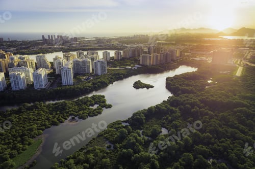 Visualização: Rio De Janeiro, Barra Da Tijuca Aerial View With Light Leak, Brazil