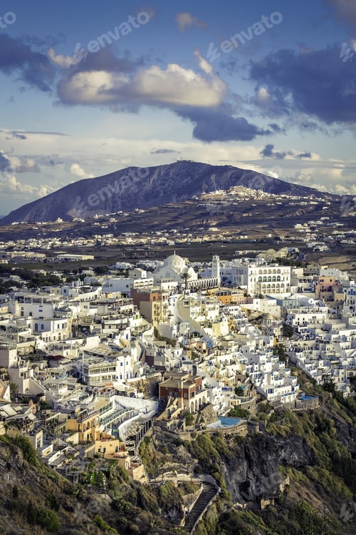 Preview: View Of Beautiful Fira Village On Island Of Santorini In Greece