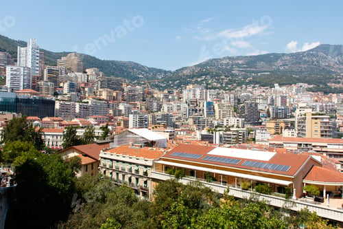 Preview: Color Dslr Stock Image Of Skyline Of Monte Carlo In Monaco On The French Riviera. Horizontal With
