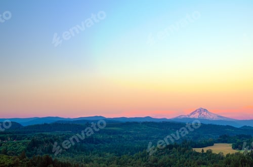 Preview: Wide Angle View Of Mount Hood At Sunset