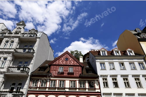 Preview: Facade Of Traditional Buildings In Karlovy Vary, Spa Town Situated In Western Bohemia, Czech