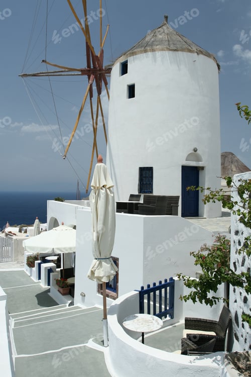 Preview: Windmill and White Buildings on a Greek Island
