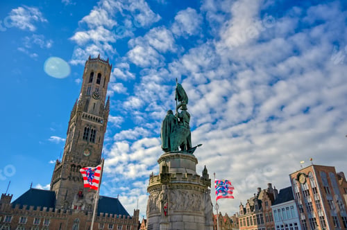 Preview: The Jan Breydel And Pieter De Coninck Statue Located In The Historical City Center And Market