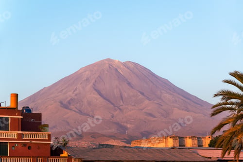 Preview: View Of The El Misti Volcano Near Arequipa, Peru Taken At The Golden Hour