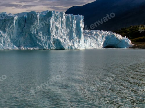 Preview: An Ice Wall Over A Lake In Argentine Patagonia. Stunning Nature. Glacier.