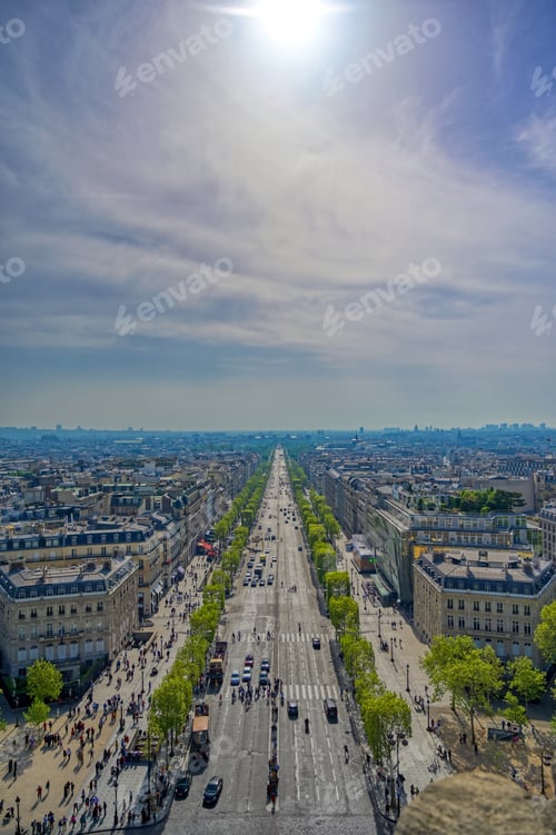 Preview: A View Of Paris, France From The Arc De Triomphe On A Sunny Day.
