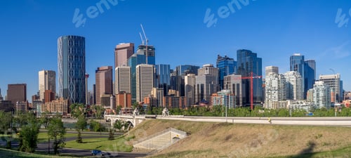 Preview: Calgary'S Skyline On A Beautiful Spring Day. Calgary Is The Corporate Centre Of The Oil Industry In