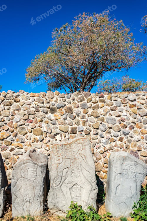 Preview: Stelae Known As The Danzantes In Monte Alban In Oaxaca, Mexico