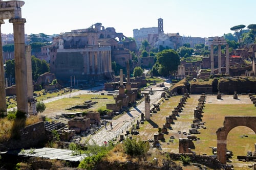 Preview: Great Ruins Of Roman Forum In Rome, Italy. Concept Of Ancient Landmarks And Historical Places Of