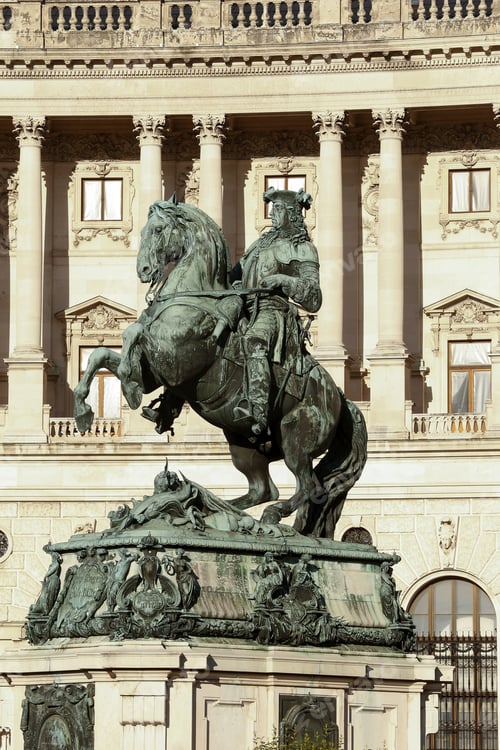 Preview: Detail At Sculpture Emperor Joseph Ii In Vienna Hofburg Imperial Palace,Entrance In Sunny Day In