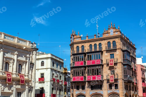 Preview: Easter Decorations And Beautiful Historic Architecture In The Center Of Seville, Spain