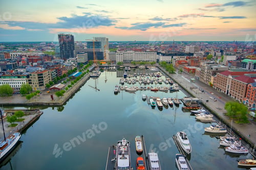 Preview: Aerial View Of The Port Of Antwerp In Antwerp, Belgium.