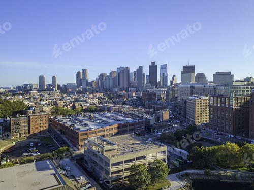 Preview: Boston Massachusetts Usa,Back Bay Skyline Skyscrapers Back Bay, Urban Panorama, Downtown Pier.