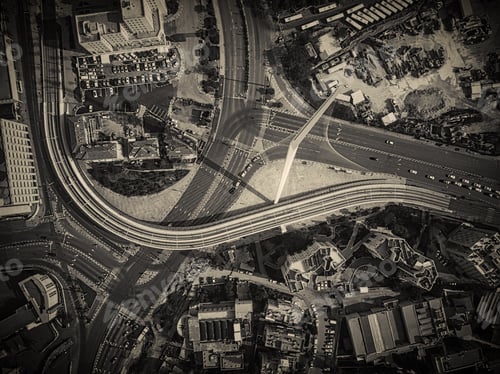 Preview: Black And White Chords Famous Hanging Bridge And Transportation, The Architectic Pillar, Jerusalem