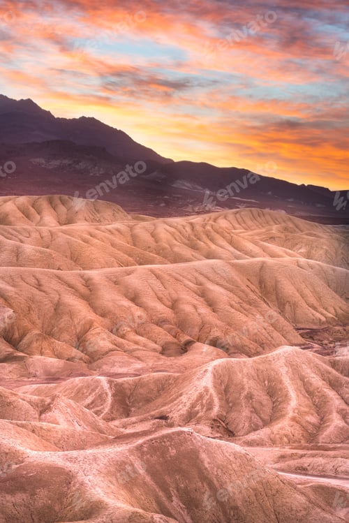 Preview: Beautiful Colorful Death Valley National Park Landscape Travel Image With Mountains