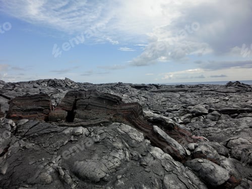 Preview: Rugged Black Lava Rock Formation Hawaii Volcano National Park