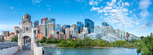 Preview: Beautiful Panoramic View Of Calgary'S Skyline On A Bright Blue Sky Day.