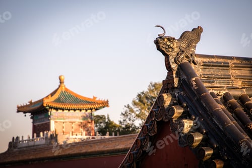 Preview: Close Up Of Yellow Roof Tile In Forbidden City,With Blue Sky Backgroun, Beijing,China