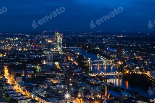 Preview: Frankfurt, Germany Financial District Skyline At Night