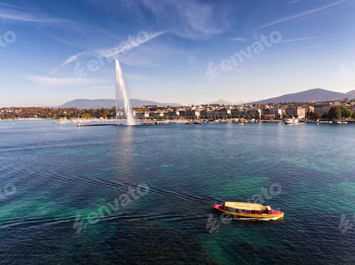 Preview: Aerial View Of Geneva And The Jet D'Eau Fountain