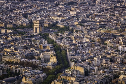 Preview: Arch Of Triumph Sunset Aerial View In Paris, France