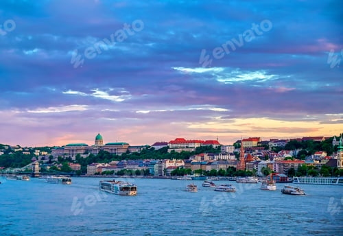 Preview: The Buda Side Of Budapest, Hungary Along The Danube River At Sunset