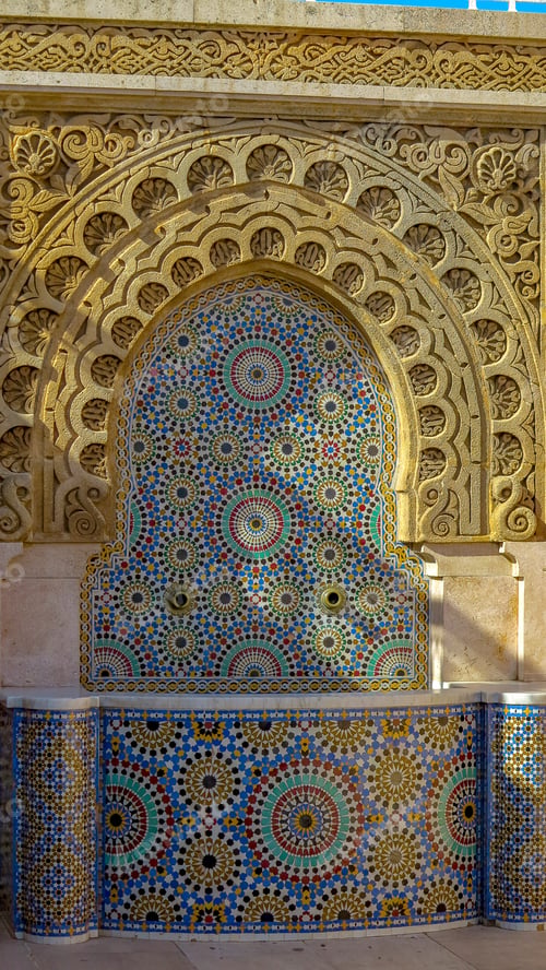 Preview: Colorful Fountain With Ornamental Decoration Typical Of Moroccan Architecture