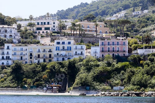 Preview: View Of The Island Of Capri, With Colorful Buildings, A Major Tourist Destination Near Naples And