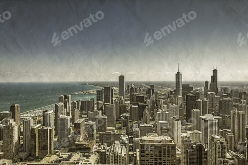 Preview: Chicago Downtown Vintage Aerial View