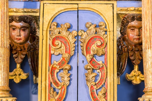 Preview: Details In Cherubs In An Old Historic Chapel In Rural Bolivia
